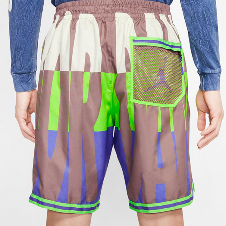 Air Jordan Wings Poolside Colorblock Breathable Loose Sports Shorts 'Green Purple' CJ4075-398