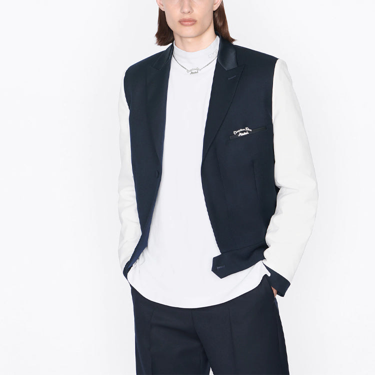Men's DIOR SS22 Logo Plain Weave Knit Long Sleeves White T-Shirt 213J649B0554-C001