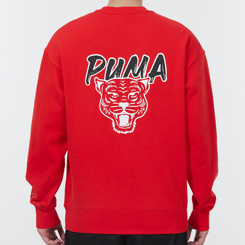 PUMA Funny Logo Sports Pullover Round Neck Red 536574-11