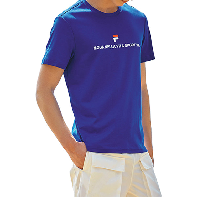 FILA Alphabet Logo Printing Cotton Short Sleeve Blue F11M028155F-BU