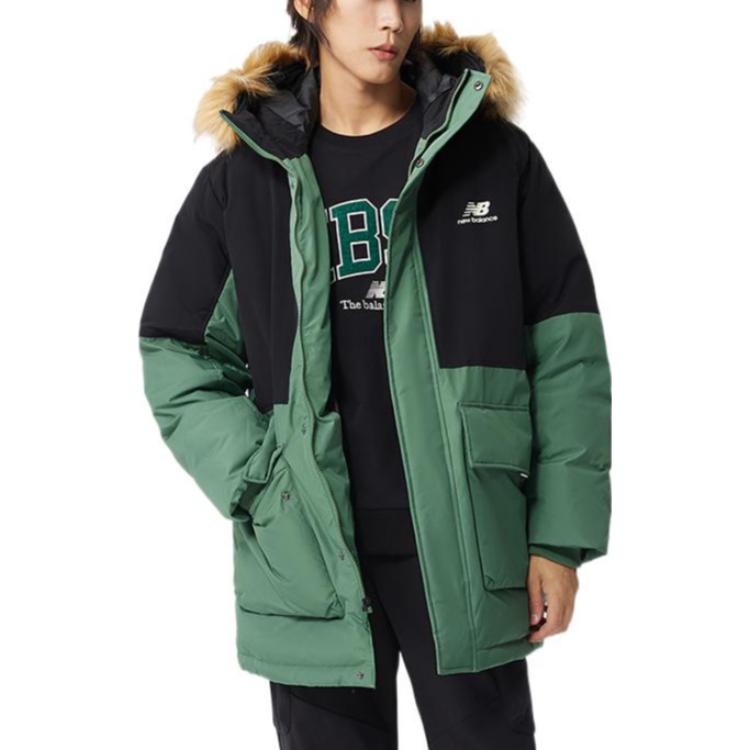 New Balance Color Block Down Jacket Asia Sizing 'Green Black' AMJ23355-JD