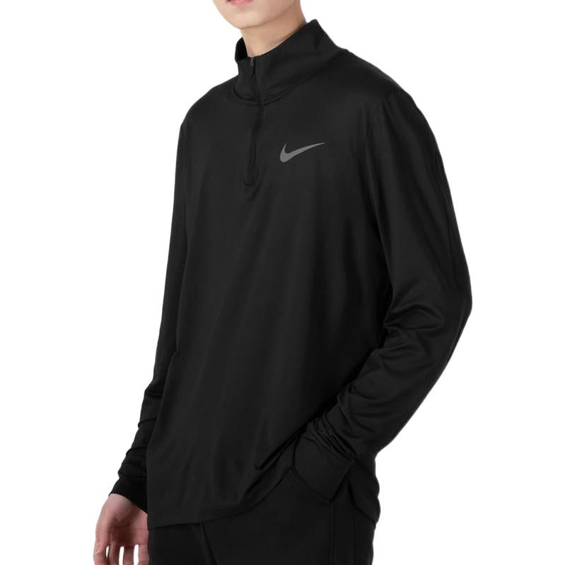 Men's Nike Training Sports Half Zipper Long Sleeves Black T-Shirt DM5504-010
