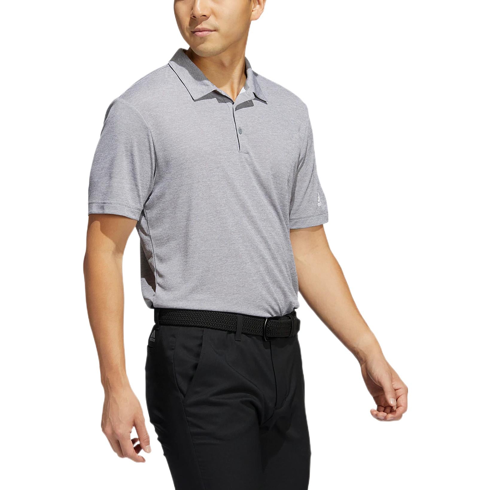 adidas SS22 Solid Color Logo Printing Short Sleeve Gray Polo Shirt HF6219