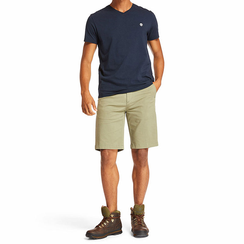 Men's Timberland Embroidered Logo V neck Short Sleeve Blue A2B6N433