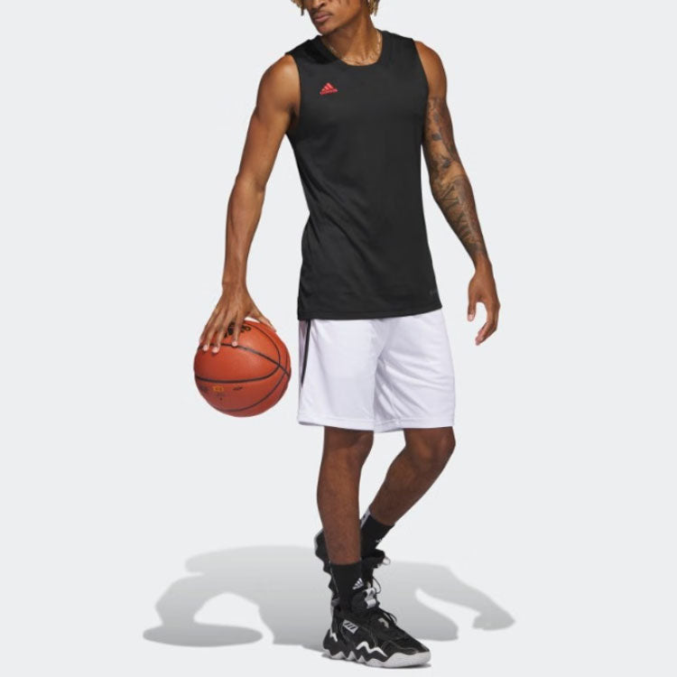 adidas Legends 3-Stripes Basketball Shorts 'White Black' IC2451