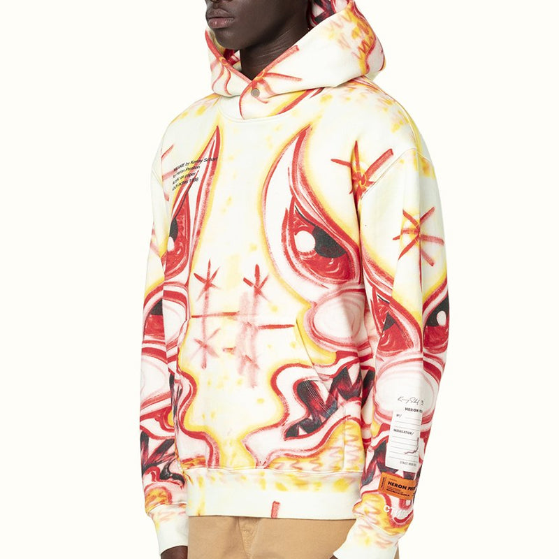 Men's HERON PRESTONKenny Scharf Crossover Red Eye Pattern Sports Yellow HMBB010F20JER0100130