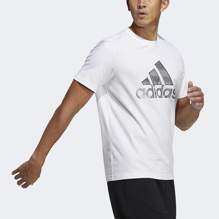 adidas Logo Printing Sports Round Neck Short Sleeve White GP0973