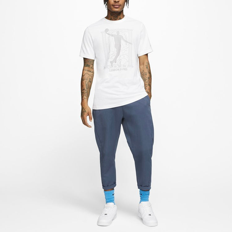 Nike Dri-FIT NBA Los Angeles Lakers Casual Sports Printing Round Neck Short Sleeve White CT4003-100
