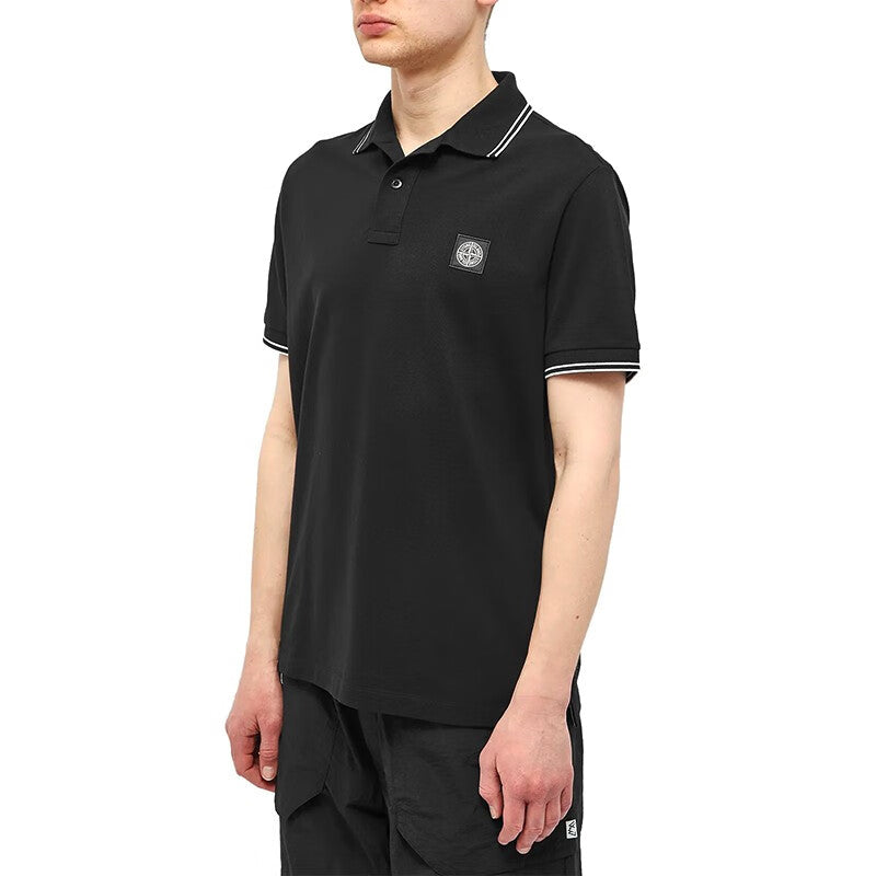 STONE ISLAND Patch Polo Shirt 'Black' 10152SC18-A0029