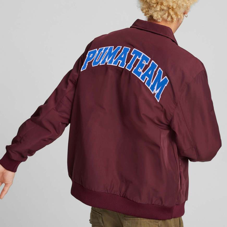 PUMA Team Bomber Button Down Jacket 'Burgundy' 539272-42