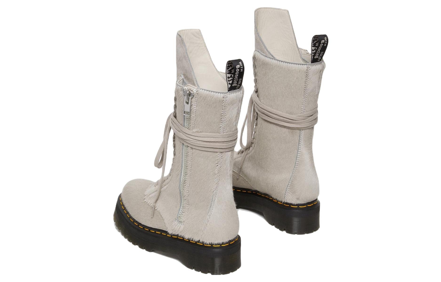 Dr. Martens 1918 Ro Hair On Lace Up Strobe Calf Length Platform Boot 'Rick Owens' 27980049