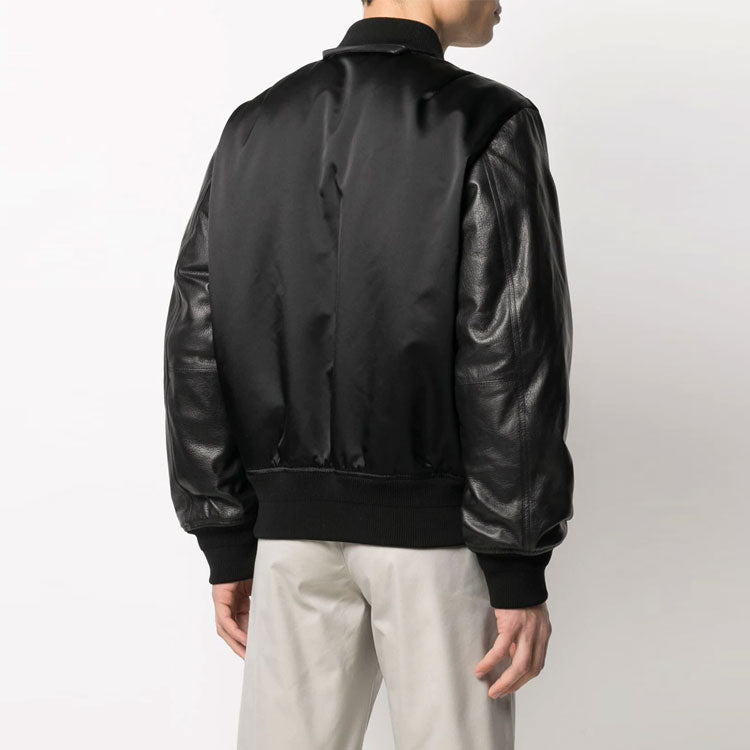 Off-White SS21 aviator Logo Printing Splicing Jacket Black OMJA071S21LEA0021001