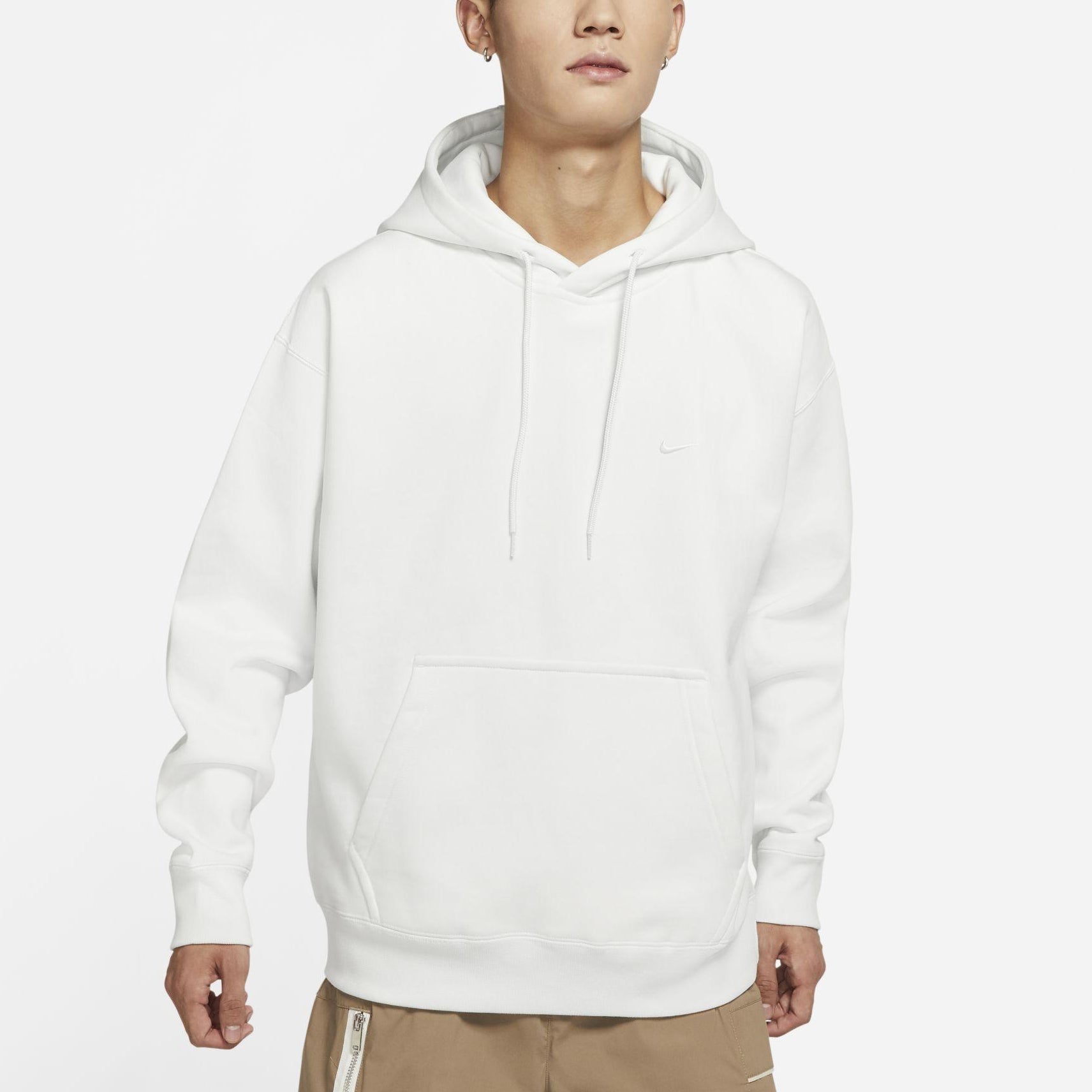 Men's Nike Logo Embroidered Solid Color Fleece Lined Casual White DA0316-121