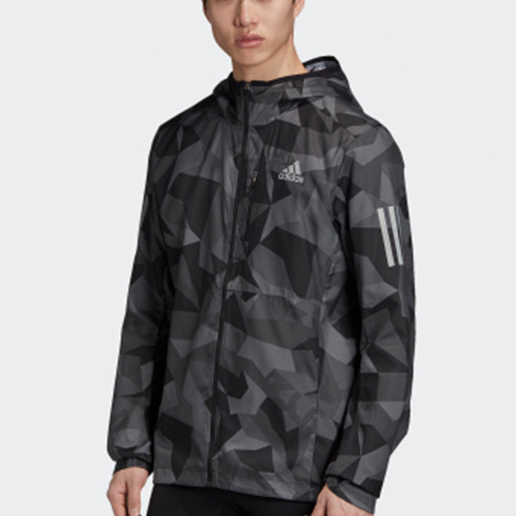 Men's adidas OWN The Run JKT Casual Sports Hooded Jacket Metallic Gray GC7937