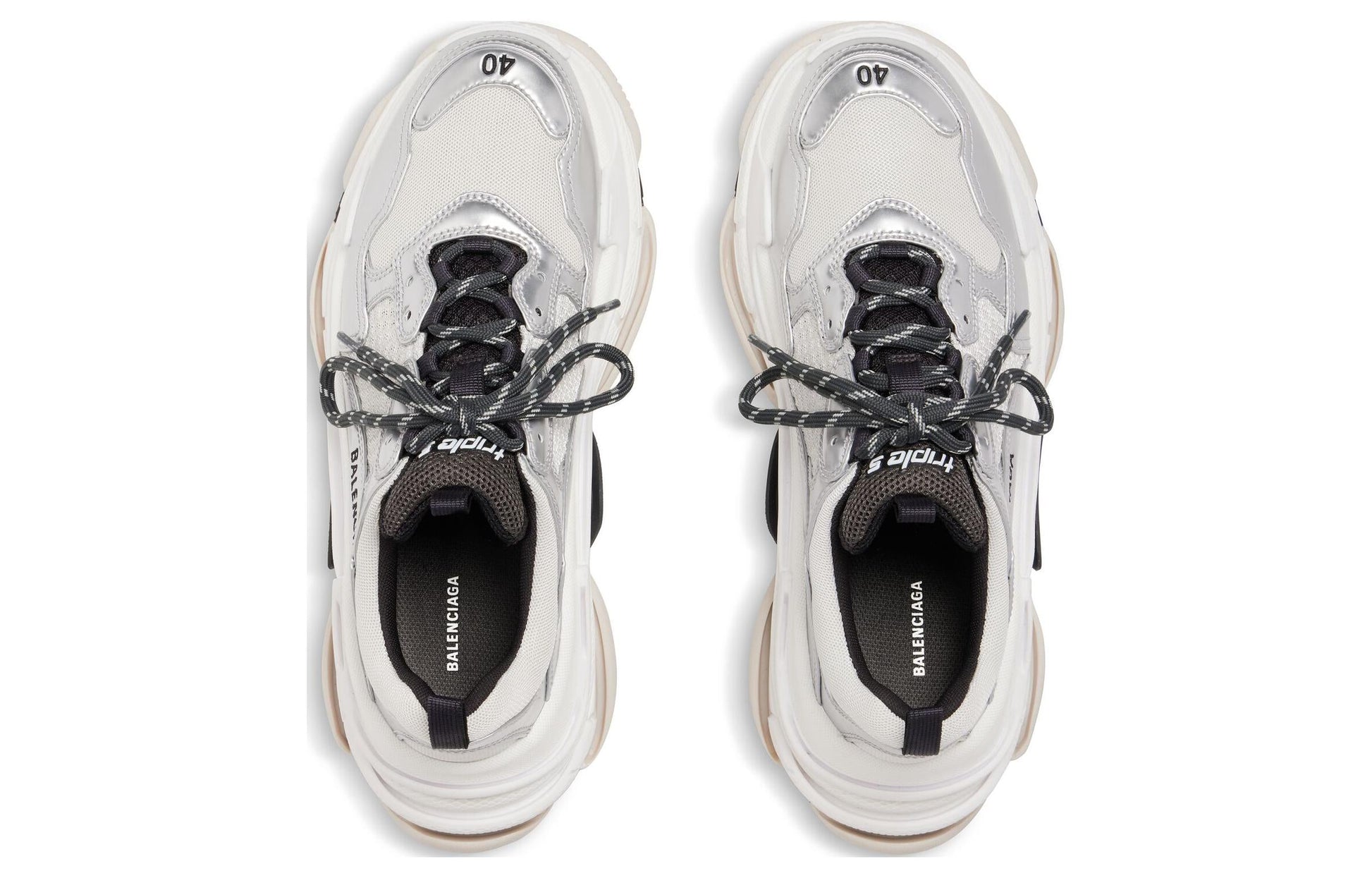 Balenciaga Triple S Sneakers 'Black White and Silver Double Foam and Mesh' 536737W2FWM8191
