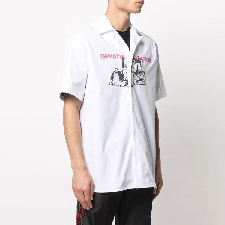 Men's Off-White SS21 Logo Printing White Shirt OMGA163R21FAB0030125