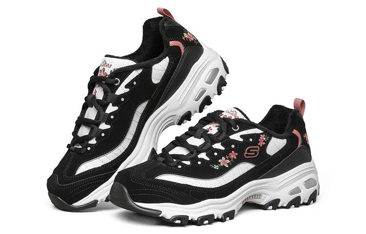 (WMNS) Skechers D'lites 1.0 'Black Floral' 66666325-BLK