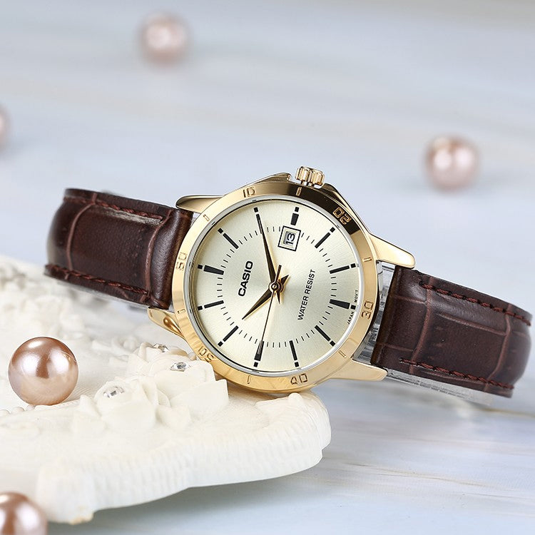 CASIO ENTICER&DRESS Series Vintage Waterproofes Yellow Couple Quartz Gold Analog MTP-V004GL-9A&LTP-V004GL-9A