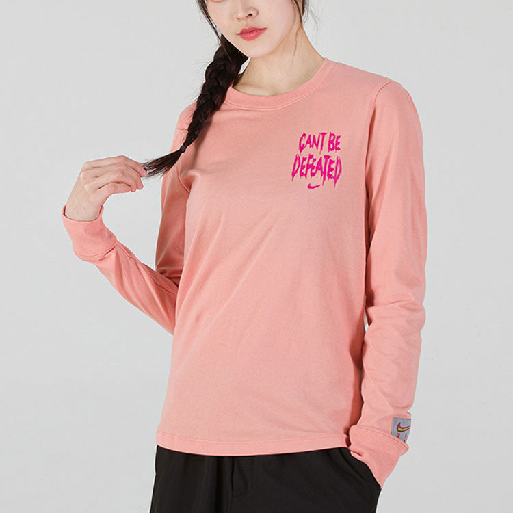 (WMNS) Nike SS22 Basketball Printing Round Neck Long Sleeves Light Madder Brown T-Shirt DN3055-824
