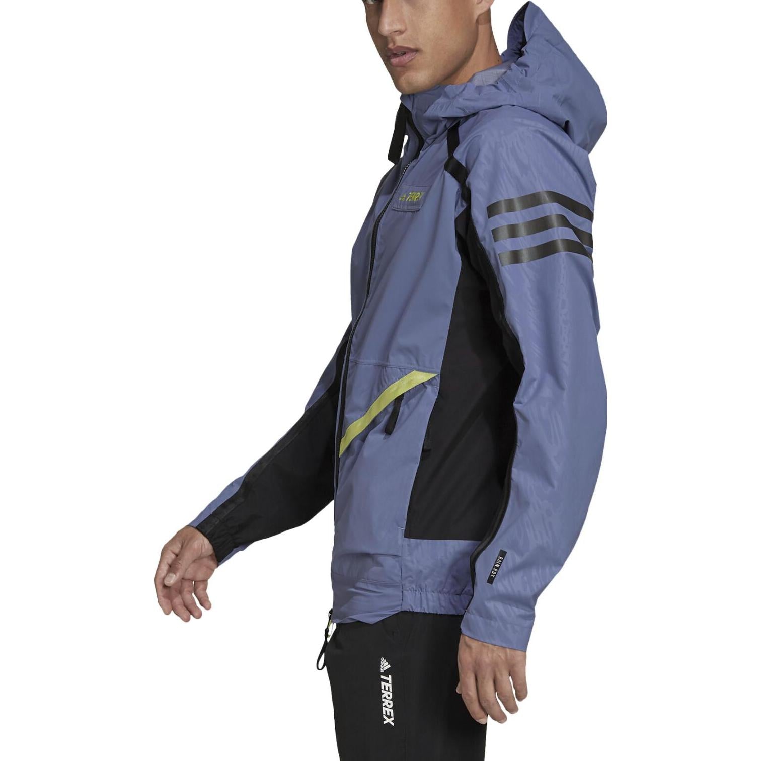 Men's adidas Colorblock Alphabet Offset Printing Windproof Waterproof Hooded Jacket Blue GQ3705