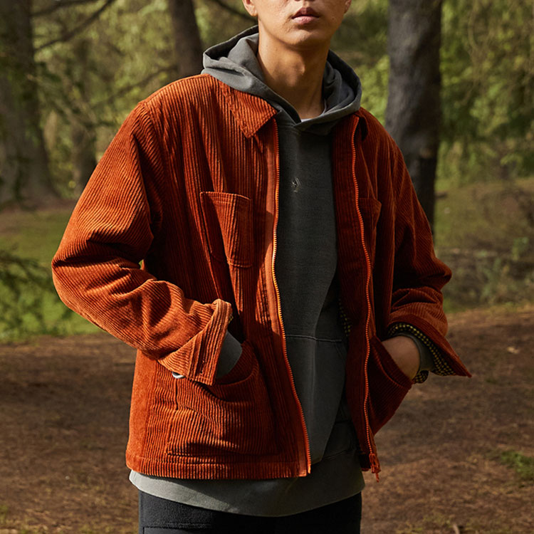 Converse Retro Solid Color Corduroy Jacket Red Brown 10021951-A02