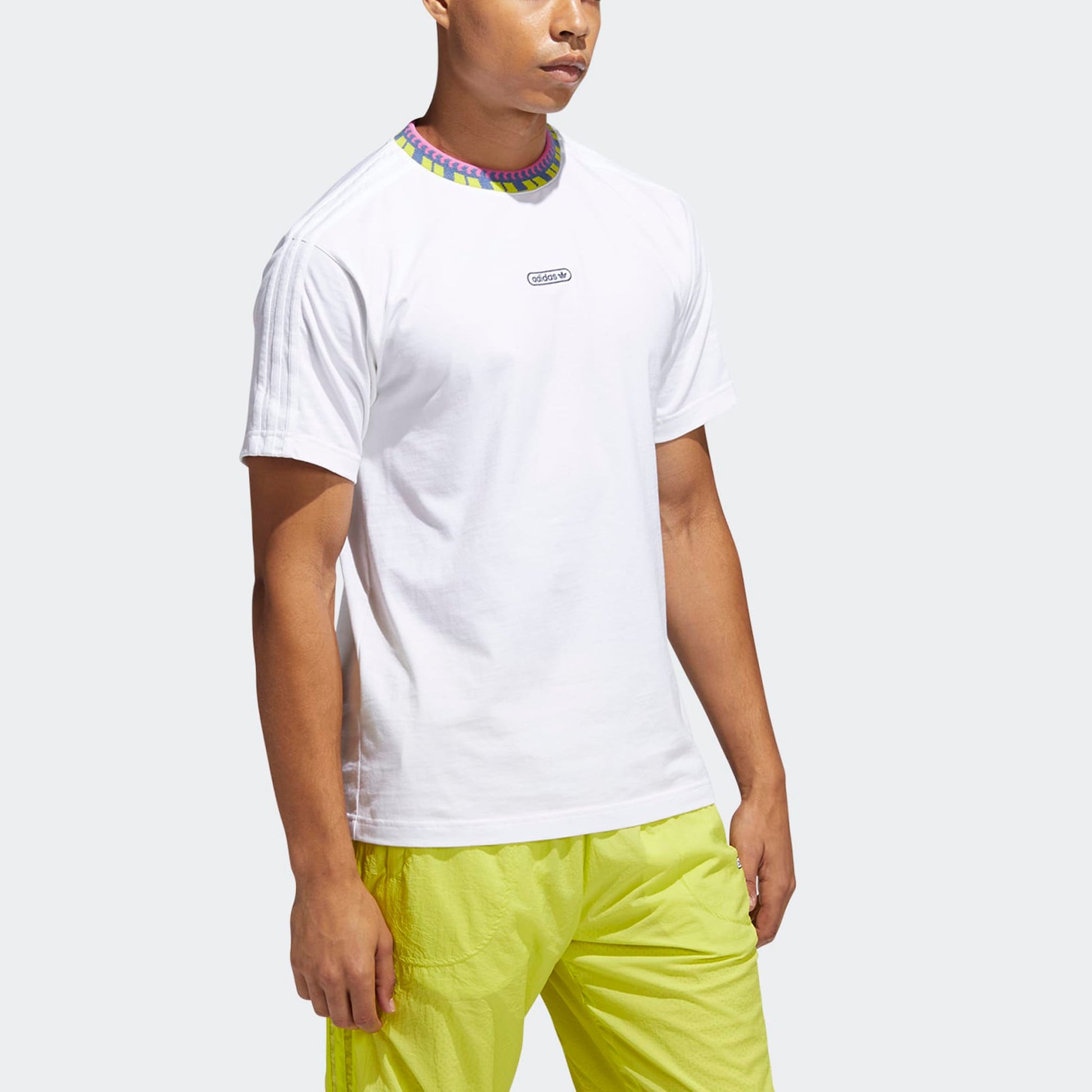 adidas originals Multi-Color ribbed Round Neck Pullover Sports Short Sleeve White GN5625