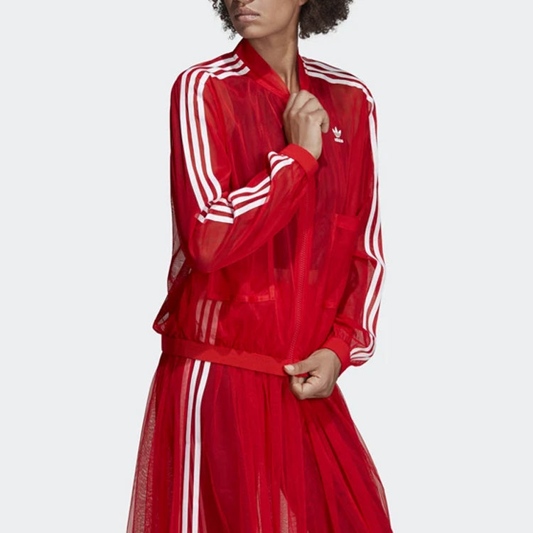 (WMNS) adidas Track Top Transparent Sports Jacket Red DW3890