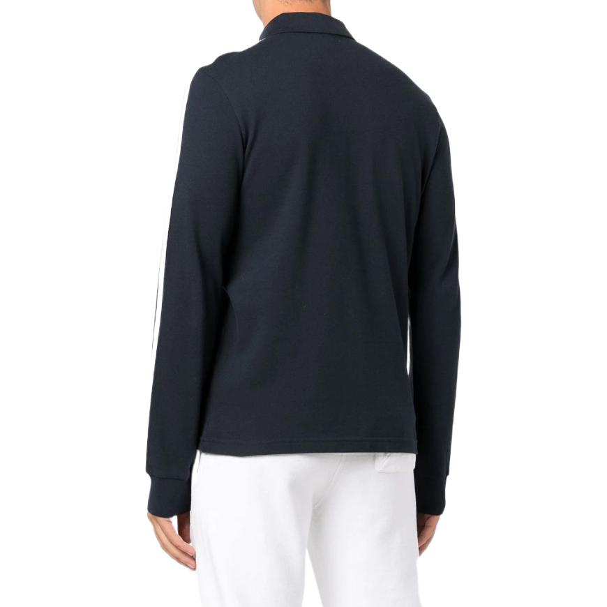 Men's adidas originals x NOAH Crossover Stripe Logo Casual Long Sleeves Blue Polo Shirt HI2927