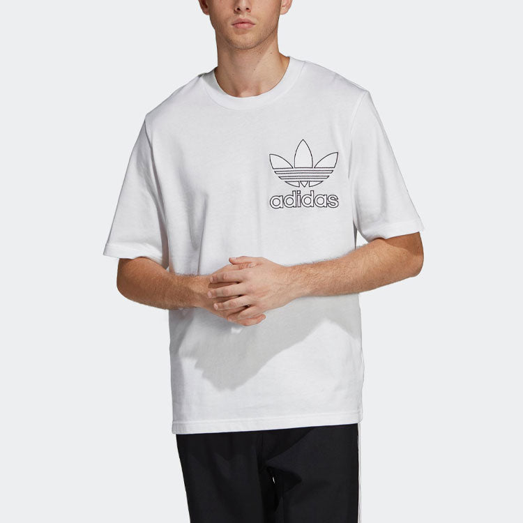 adidas originals Outline Tee Casual Cozy Round Neck Short Sleeve White DV1562