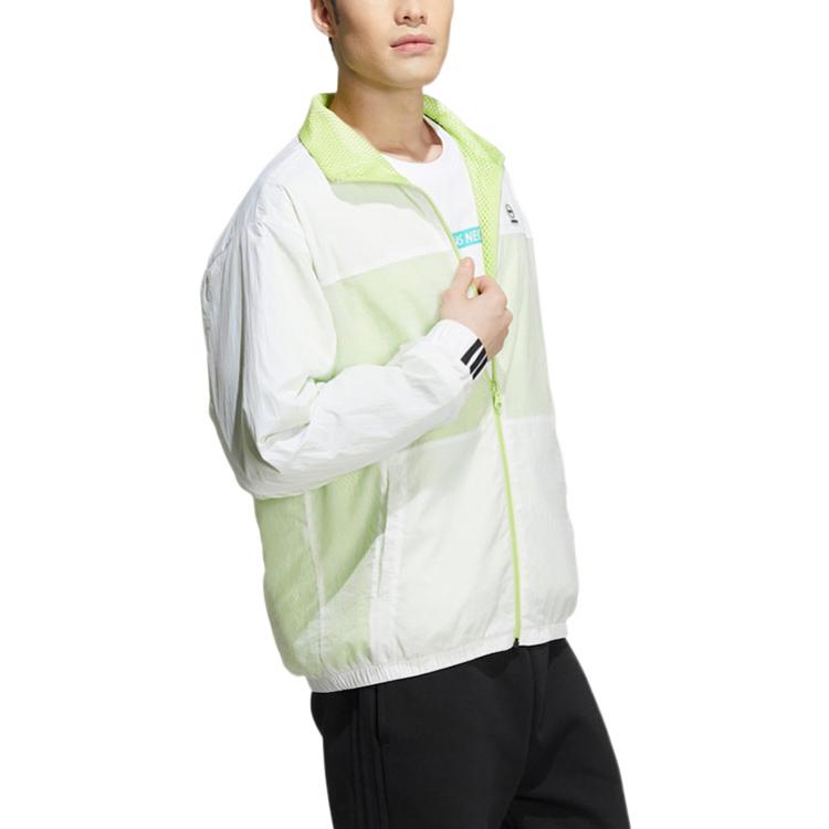 Men's adidas neo Stand Collar Colorblock Zipper Jacket Autumn Colorblock HD4627