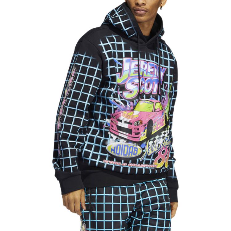 Men's adidas originals Plaid Alphabet Logo Printing Sports Black HG6511