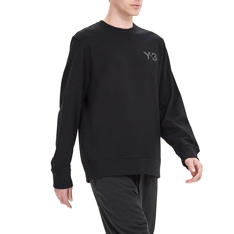 Men's Y-3 Logo Round Neck Loose Casual Black FJ0427