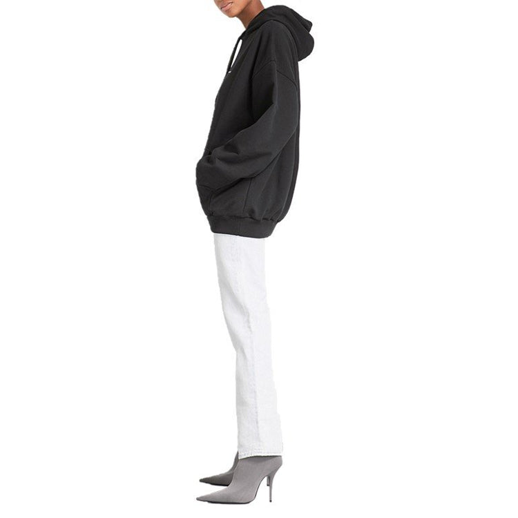 (WMNS) Balenciaga Small Label Hoodie Black 492249TYK271000
