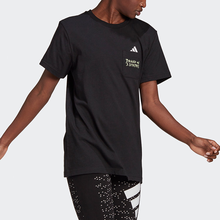 (WMNS) adidas Logo Pocket T-Shirts 'Black' GJ6533