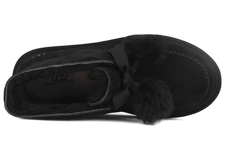 (WMNS) UGG Kallen Suede Moc Toe Pom Pom Slipper 'Black' 1017541-BLK