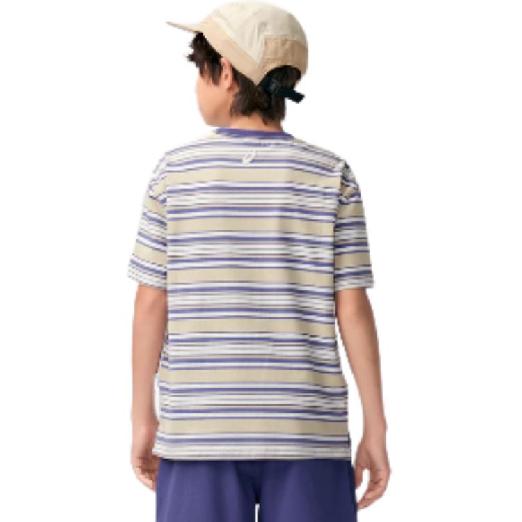 (GS) ASICS Stripe T-shirt 'Beige Blue' 332241173018