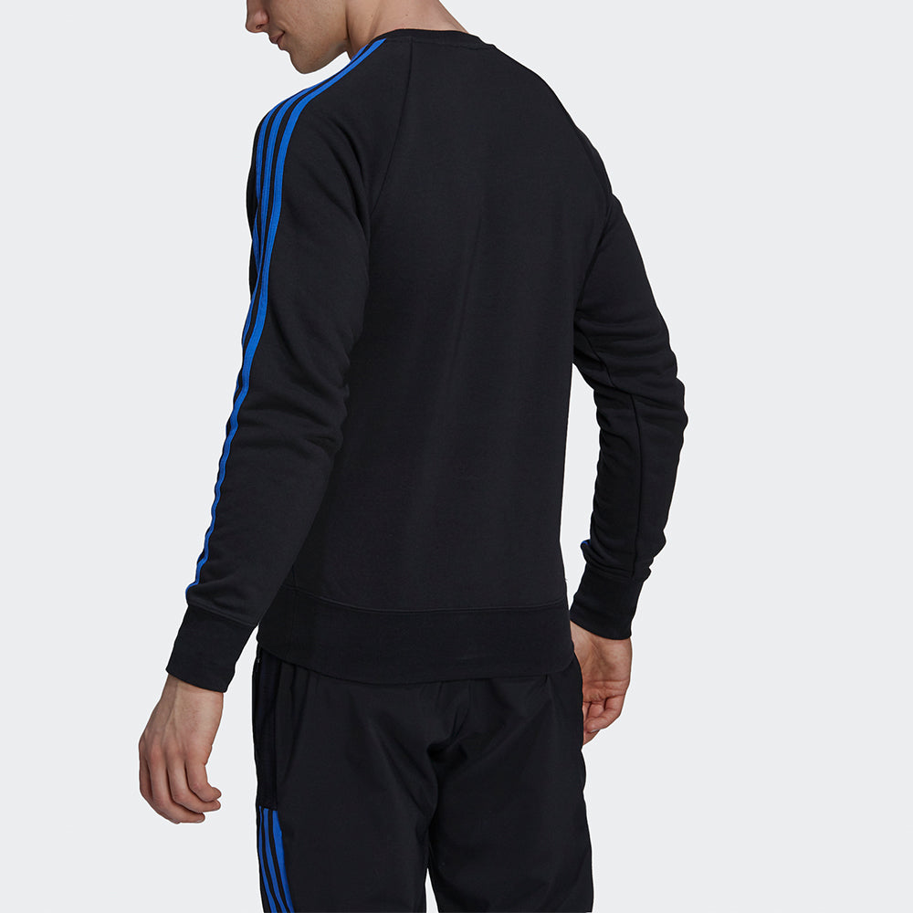 Men's adidas Real Swt Top Woven Real Madrid Team Logo Soccer/Football Round Neck Sports Black GU9706
