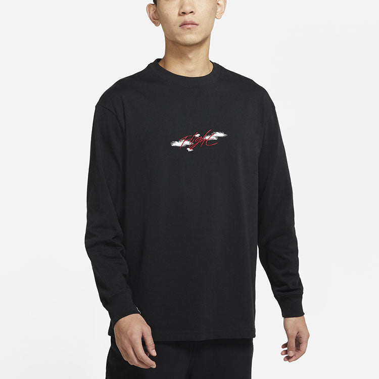 Men's Jordan Alphabet Embroidered Printing Breathable Sports Round Neck Long Sleeves Autumn Black T-Shirt DH8963-010