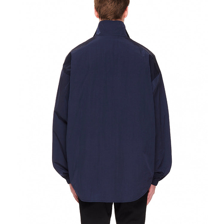 Men's Balenciaga Logo Zipper Stand Collar Jacket Blue 622002TIO508065