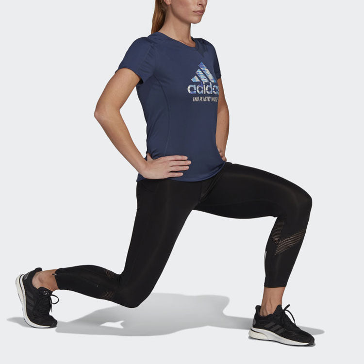 (WMNS) adidas Pfo Gpx Tee W Contrasting Colors Logo Printing Sports Short Sleeve Navy Blue T-Shirt GJ6463