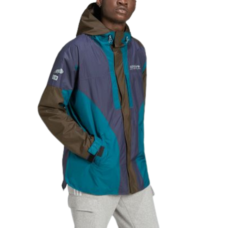 Men's adidas originals Contrasting Colors Sports Hooded Jacket Green Blue HF4803