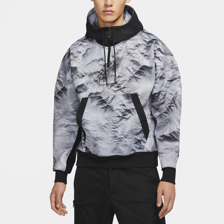 Air Jordan Alphabet Printing Half Zipper Colorblock Casual Black CU9149-100