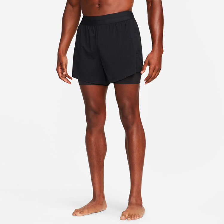 Nike Yoga Solid Color Lacing Breathable Casual Sports Shorts Black DN1521-010