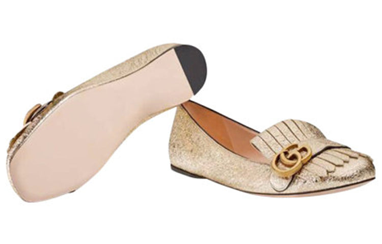 (WMNS) Gucci Marmont Ballet Flat 'Platinum' 453373-DKT00-7100