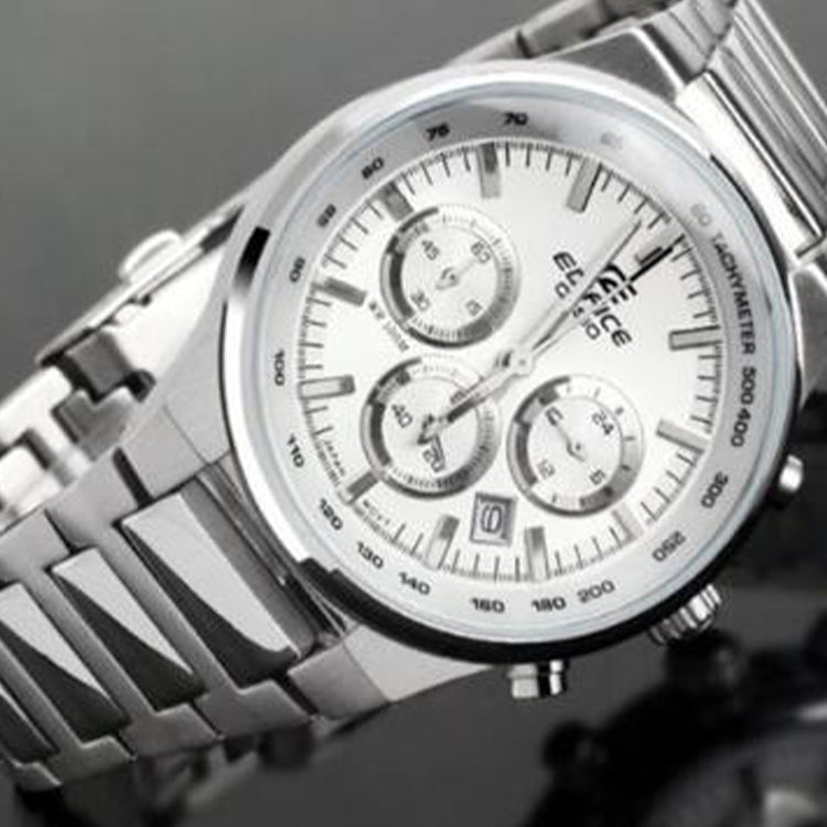 Men's CASIO EDIFICE Series Minimalistic Casual Watch Business Mens White Analog EF-500BP-7A