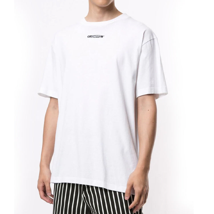 Men's Off-White Logo Pattern Printing White T-Shirt OMAA038E20JER0070110