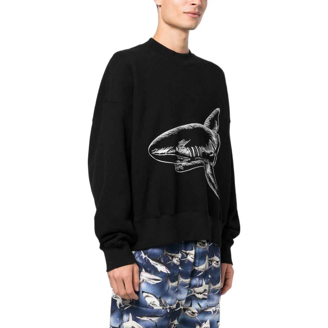 Palm Angels Split Shark Crew 'Black White' PMBA026S23FLE0061003