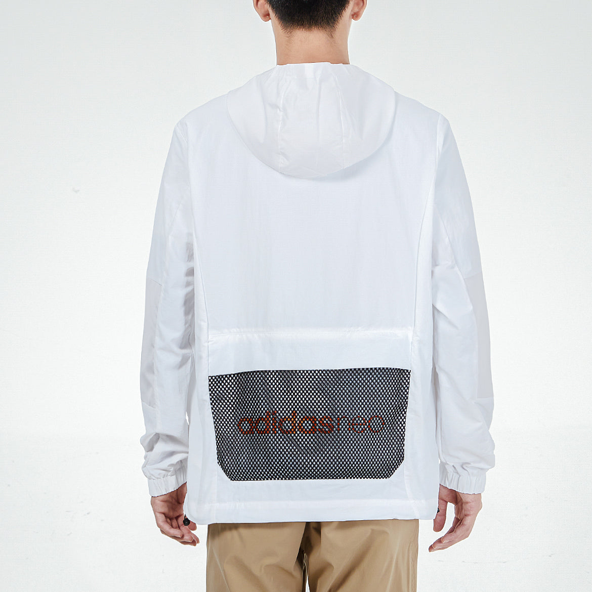 adidas neo Half Zipper Splicing Pullover Hooded Jacket White H55275