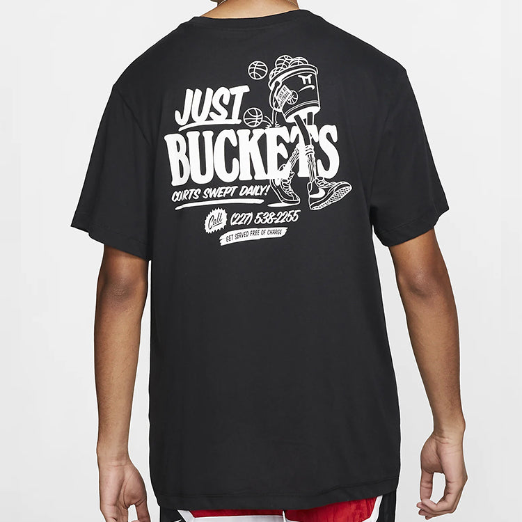 Nike Back Basketball Graffiti Printing Short Sleeve Black CD0959-010