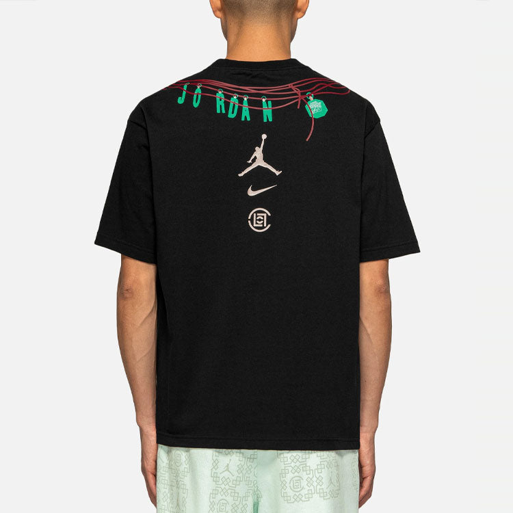 Air Jordan x CLOT Crossover China Printing Alphabet Logo Round Neck Pullover Short Sleeve Asia Edition Black DJ9741-010